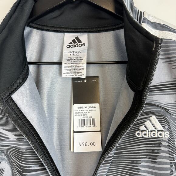 NWT Adidas Boys Camo Swirl Gray Black Full Zip Track Jacket - XL 18/20 - Picture 3 of 7